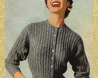 1950s Bat Winged Blousy Cardigan - Vintage Knitting Pattern