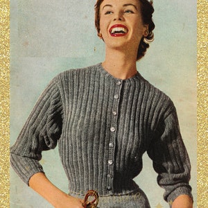 1950s Bat Winged Blousy Cardigan - Vintage Knitting Pattern