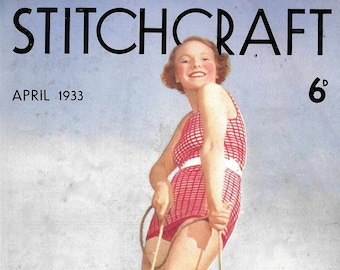 Stitchcraft April 1933, the swimsuit issue! - Vintage Knitting Pattern booklet PDF Magazine 1930s