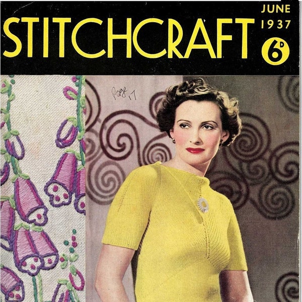 Stitchcraft June 1937, Art Deco handcrafts - Vintage Knitting Pattern booklet PDF Magazine