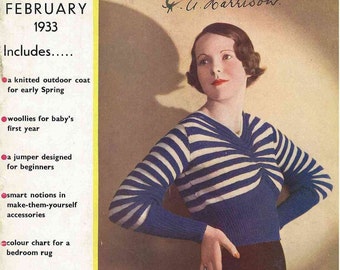 Stitchcraft Magazine February 1933, Art Deco handcrafts - Vintage Knitting Pattern booklet PDF