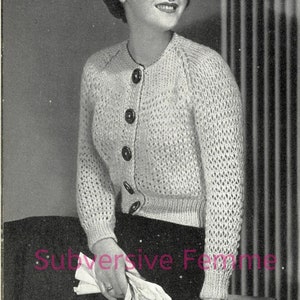 Knit in a Jiffy cardigan from Corticelli, c. 1930s (341) vintage knitting pattern