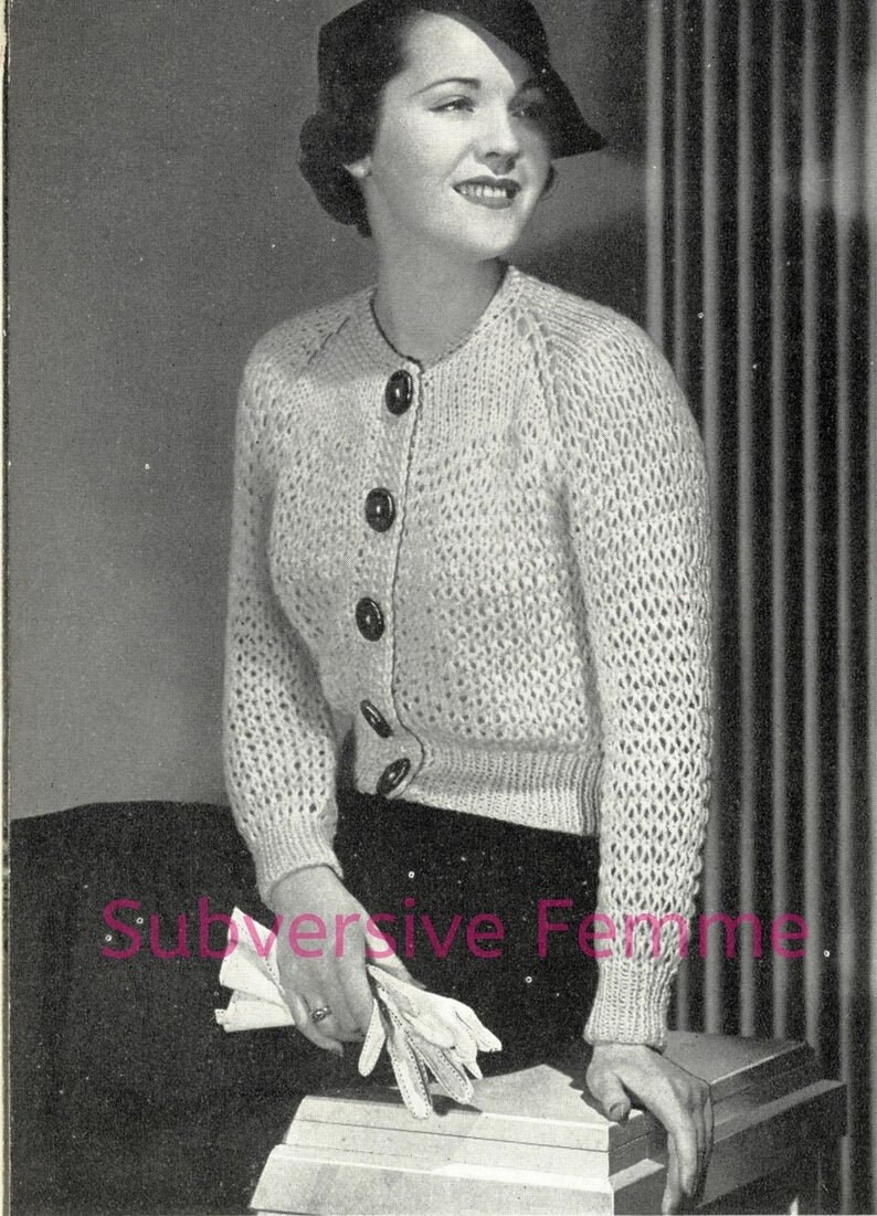 Knit in a Jiffy Cardigan From Corticelli, C. 1930s (341
