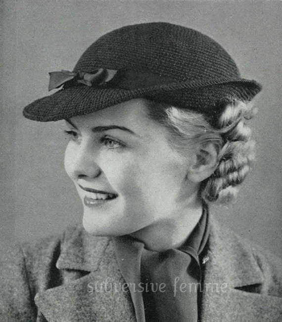 1930s Swagger Brimmed Hat, C. 1936 - Vintage Crochet Pattern  display picture 1
