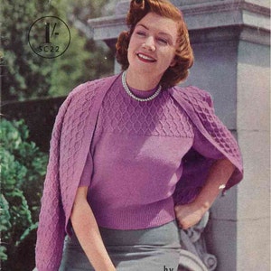 1940s Stitchcraft Large Sizes, plus sized knits-  Vintage Knitting Pattern booklet PDF