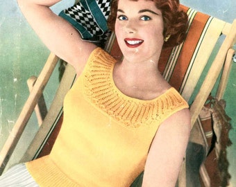 Donatella, the Perfect Summer Jumper c. 1950s - vintage knitting pattern PDF (520)