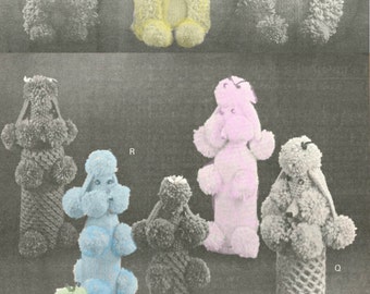 1950s Poodles for Everyone, knitted poodle covers - vintage knitting pattern PDF