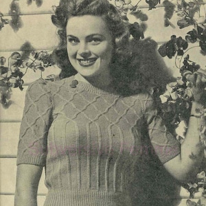 1930s interesting Trellis Yoked Jumper L923 from Lincoln (301) Vintage Knitting Pattern