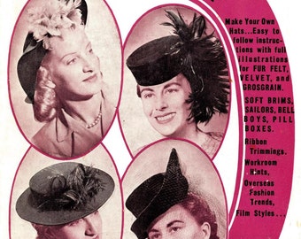 1940s Millinery Booklet - The Hatmaker, No.6  - vintage hat making PDF