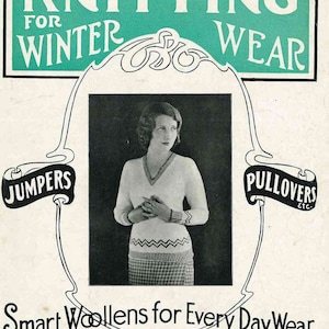 Dzierganie na zimę, 9 wzorów secesyjnych z ok. lat 20. XX wieku – Broszura ze wzorami do robienia na drutach w stylu vintage w formacie PDF