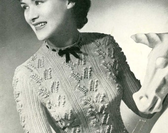 Elissa, 1950s PinUp Jumper - Vintage Knitting Pattern PDF (521)