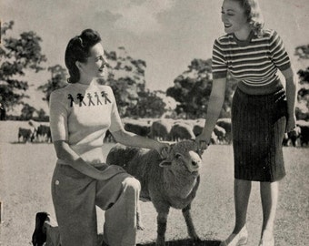Land Girl Styles from Patons 176, c.1940s - Vintage Knitting Pattern booklet PDF