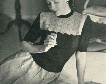 Four Larger Sized Jumpers, c.1940s - Vintage Knitting Pattern booklet PDF