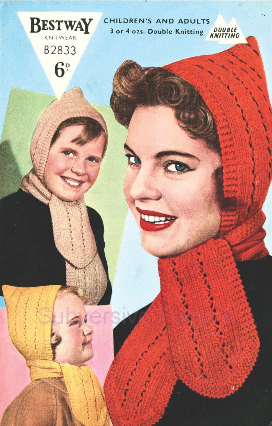 1950s Pixie Hood With Attached Scarf, Bestway B2833 (518