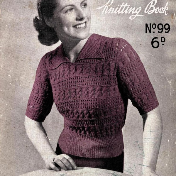 Patons and Baldwins Specialty Knitting 99, circa 1930s/1940s  - Vintage Knitting Pattern booklet PDF