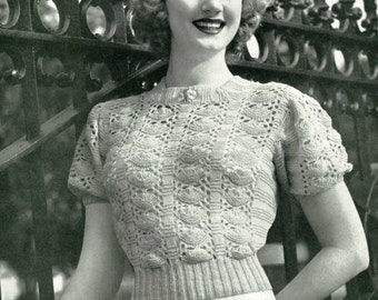 トップス 1930s Crochet Blouse Ladies Top Crochet Pattern, 1930's Blouse | ChicVintagePatterns