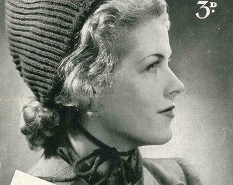 The Gayest Little Hood and Pixie Hat, c. 1940s – vintage knitting pattern PDF