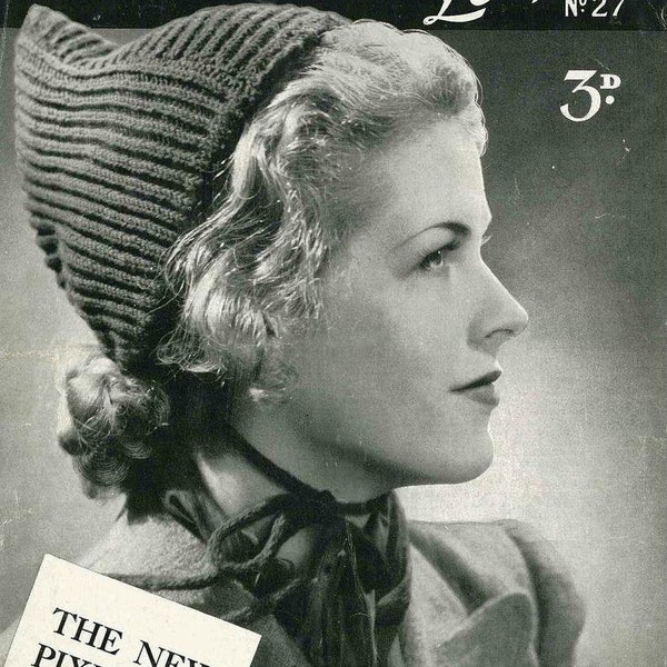 The Gayest Little Hood and Pixie Hat, c. 1940s – vintage knitting pattern PDF