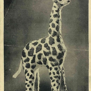 Wzór na zabawkę z dzianiny Georgie Giraffe z lat 30. XX wieku - wzór na dzianinę vintage PDF Bestway 943