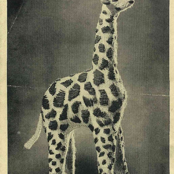 1930s Knitted Georgie Giraffe toy pattern - vintage knitting pattern PDF Bestway 943