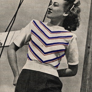 Regatta, a ladies chevron jumper from Patons c. 1940 - vintage knitting pattern