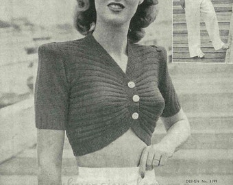 Nor-Easter 1940s Pin-Up Sailor Girl top from Sun-Glo - vintage knitting pattern PDF (408)