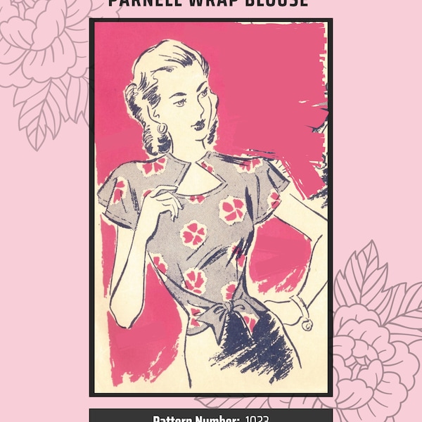 1940s Parnell Wrap Blouse, medium size, Print at Home Pattern 1023