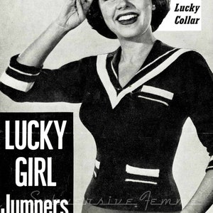Lucky Girl Sailor Jumper C. 1950s Vintage Knitting Pattern - Etsy