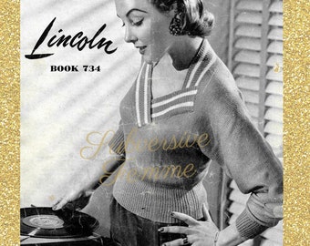 1950s Lincoln Heart Topper L1939 sweater jumper - Vintage Knitting Pattern