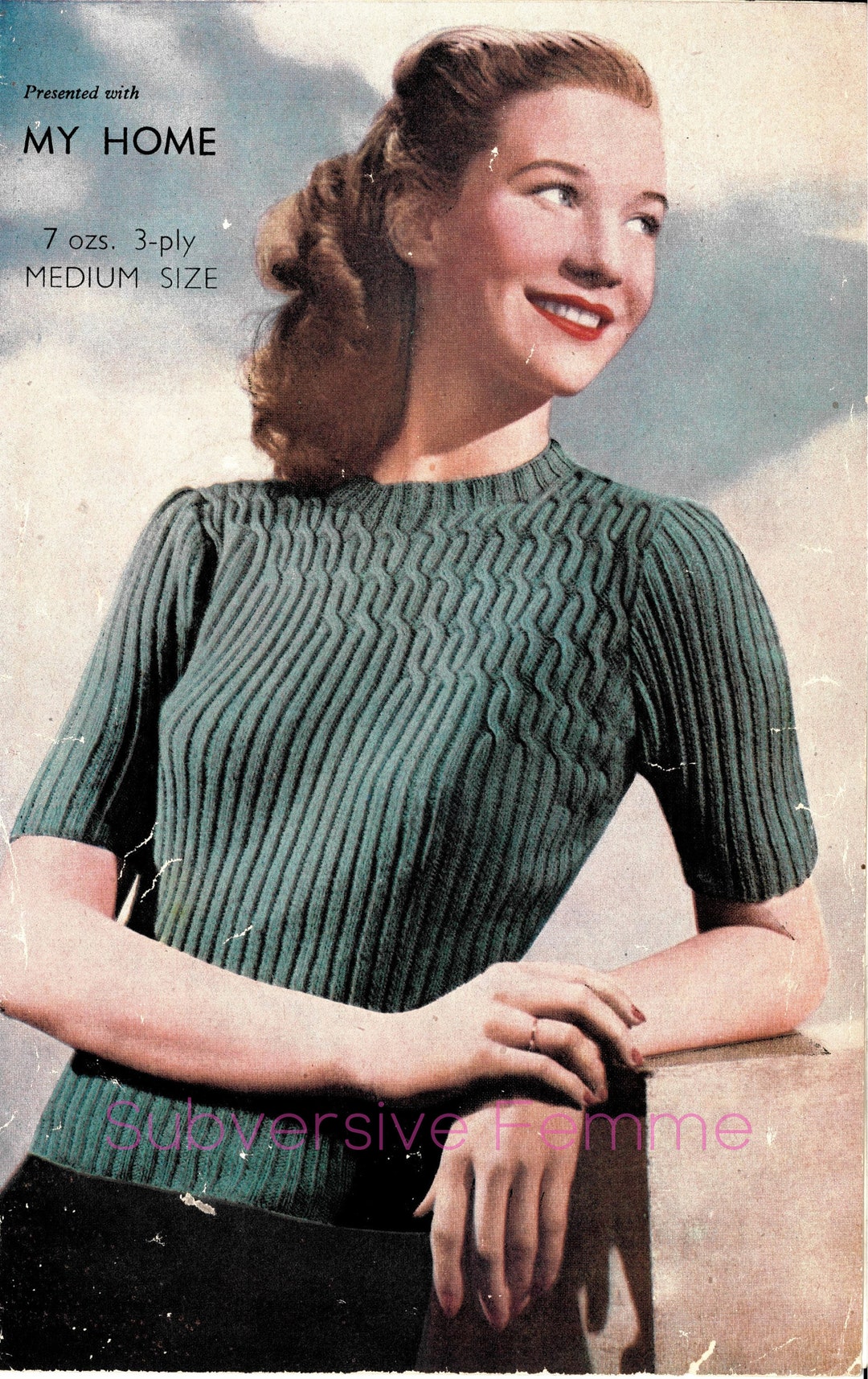 1940s Attractive Floating Cables Jumper Vintage Knitting Pattern PDF ...