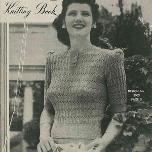 Sun-Glo Knitting Book for Larger Figures, 9 designs c.1944 - Vintage Knitting Pattern booklet PDF