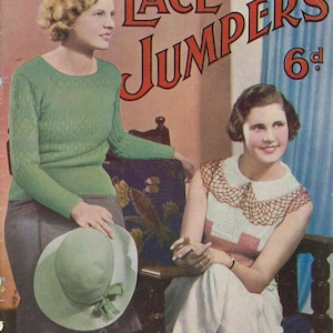 Frühe 1930er Jahre Sommer-Spitzenpullover und Mützen - Vintage Strick- und Häkelanleitung PDF