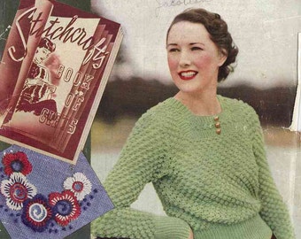 Stitchcraft Oct 1936, Art Deco handcrafts - Vintage Knitting Pattern booklet PDF