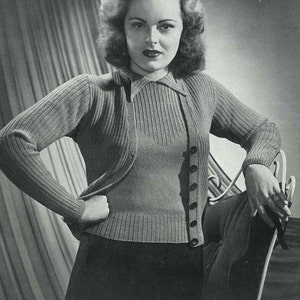 1940s cardigan and top twin-set, Patons and Baldwins &#39;Doreen&#39; - Vintage Knitting Pattern PDF (436)
