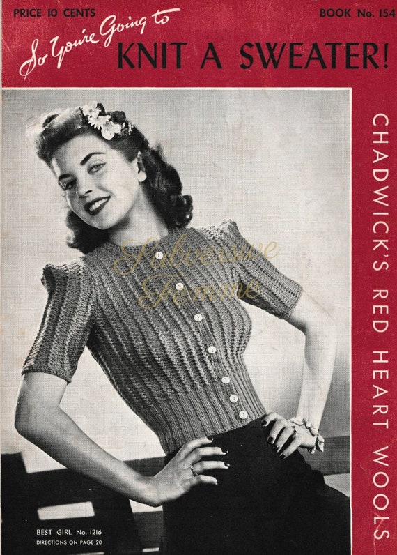 1940s Knitting Pattern Book: Chadwick's Sweater Designs " So You're Going to Knit a Sweater"