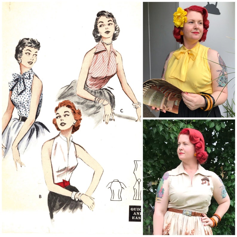 1950s Bare Shoulder Blouses, 38 inch bust, digital download pattern Vintage Sewing Pattern PDF 1013 image 2