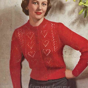 Cárdigan Diez de Corazones, década de 1950 - Patrón de tejido vintage (PDF, 510)