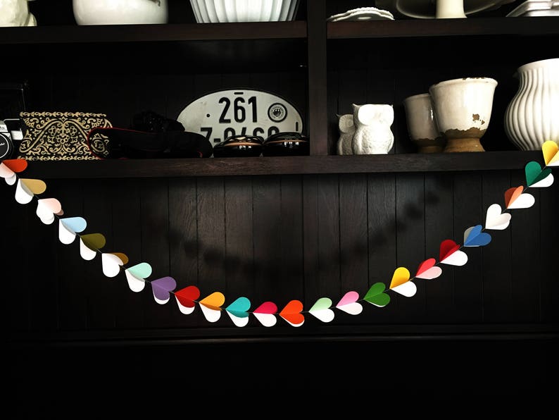 Valentines Day Decor 3D Garland Rainbow Hearts Heart Garland Wedding Garland Valentines Garland Valentines Day Hearts Paper Garland