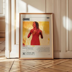 Carrie Movie Poster – 70s Horror Film Print, Stephen King Wall Art, Classic Thriller Decor, Telekinetic Revenge Artwork