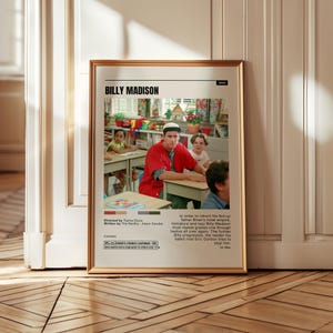 Billy Madison Movie Poster – Adam Sandler Comedy Wall Art, 90s Funny Movie Print, School Challenge Film Decor, Classic Comedy Gift