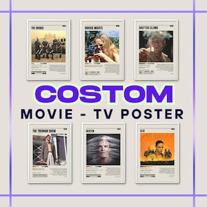Affiche de film personnalisée, Affiche d'émission de télévision personnalisée, Demandez votre propre affiche de film, Idée cadeau, Affiche de film minimaliste, Affiche de film rétro vintage