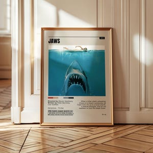 Póster de la película Tiburón: Impresión clásica de suspense con tiburones, arte cinematográfico de terror de los 70, decoración de suspenso oceánico, obra de Spielberg