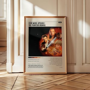 Star Wars Episode I The Phantom Menace Poster | Darth Maul Qui Gon Jinn Obi Wan Kenobi Print | Sci Fi Movie Wall Art Home Decor