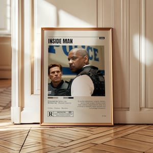 Inside Man Movie Poster – Heist Thriller Film Print, Urban Crime Drama Art, Spike Lee Wall Decor, Smart Plot Artwork