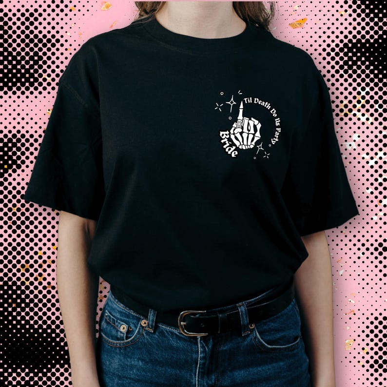 Til Death Do Us Party Shirt, Spooky Bachelorette Tee, Custom Alt Bride & Bridesmaid Shirts,Punk Bachelorette Party Favor, Personalized Shirt