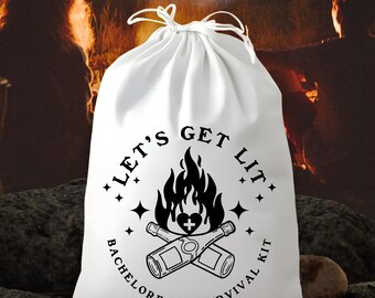 Let's Get Lit Bachelorette Party Favors, Camping Bachelorette Survival Kit Bags, Mountain Bachelorette, Glamping Hangover Kit