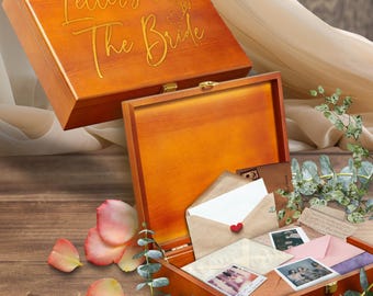 Letters to The Bride Box, Bridal Shower Gift, Wooden Memory Box, Wedding Keepsake, Bachelorette Party Gift, Advice Box for Bride-to-be