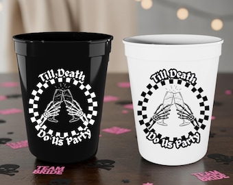 Vasos para fiesta "Hasta que la muerte nos acompañe" / Vasos para despedida de soltera / Vasos para novia y dama de honor / Vasos de plástico reutilizables para fiesta de 16 oz / SIN BPA