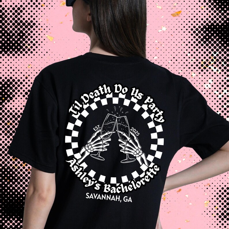 Til Death Do Us Party Shirt, Spooky Bachelorette Tee, Custom Alt Bride & Bridesmaid Shirts,Punk Bachelorette Party Favor, Personalized Shirt