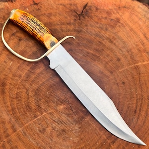 D2 Steel Hunting Knife: Stag Handle, Leather Sheath